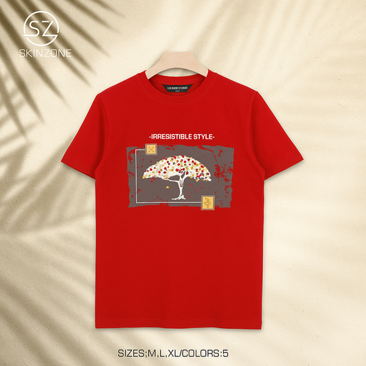Grey Graphic Tee With Artistic Tree Design And Irresistible Style Quote