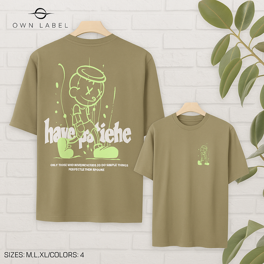 Graphic Tee With Puppet Print And Motivational Quote