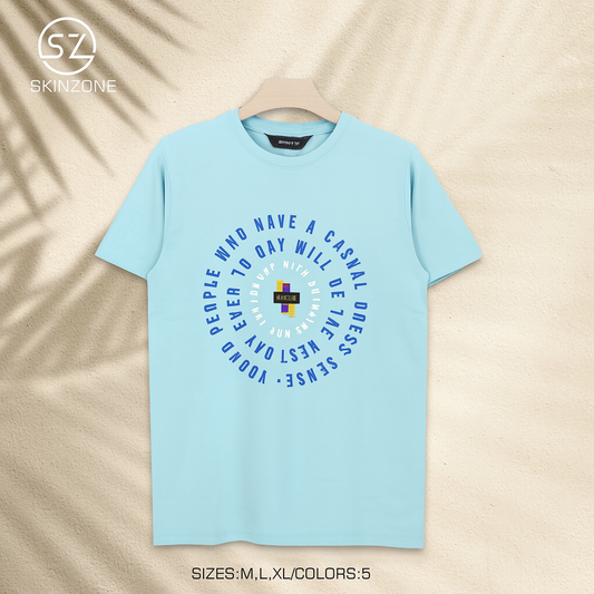 Casual Tee With Circular Motivational Print And Youthful Street Style