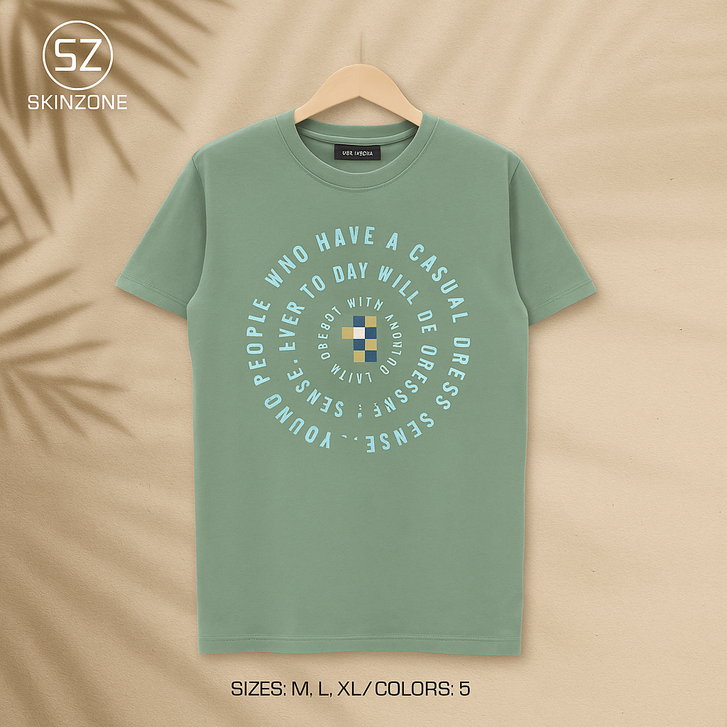 Casual Tee With Circular Motivational Print And Youthful Street Style
