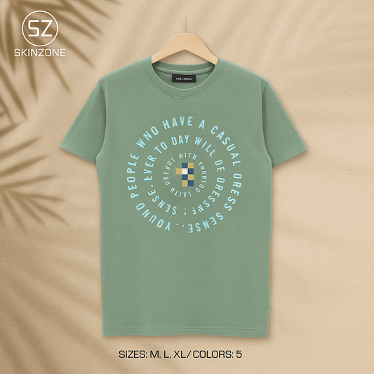 Casual Tee With Circular Motivational Print And Youthful Street Style