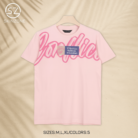 Pink Tee With Oversized Graffiti-Style Script And “Style Is Eternal” Quote Patch