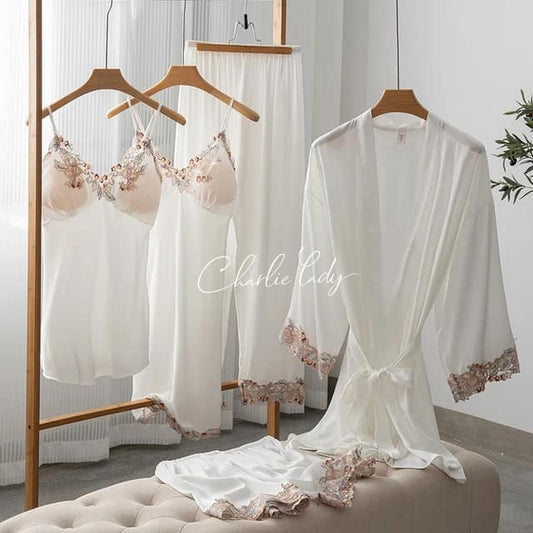 5-Piece Satin Lace Sleepwear Set for Women