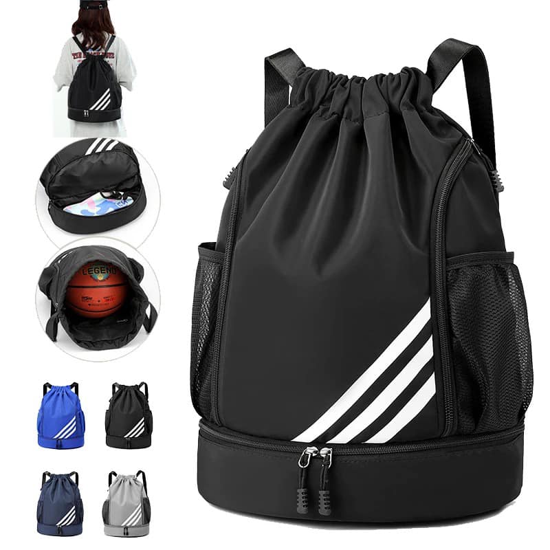 Unisex Sports Drawstring Gym Bag with Shoe Compartment