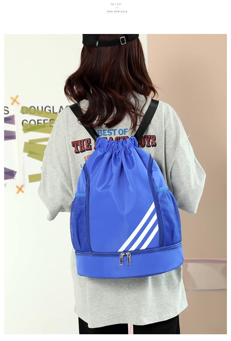 Unisex Sports Drawstring Gym Bag with Shoe Compartment