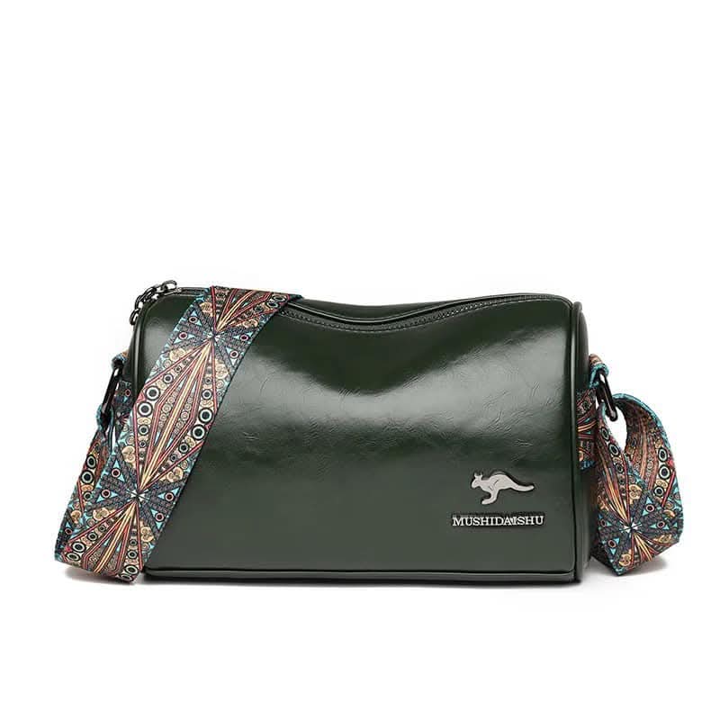 PU Leather Crossbody Bag with Tribal Strap