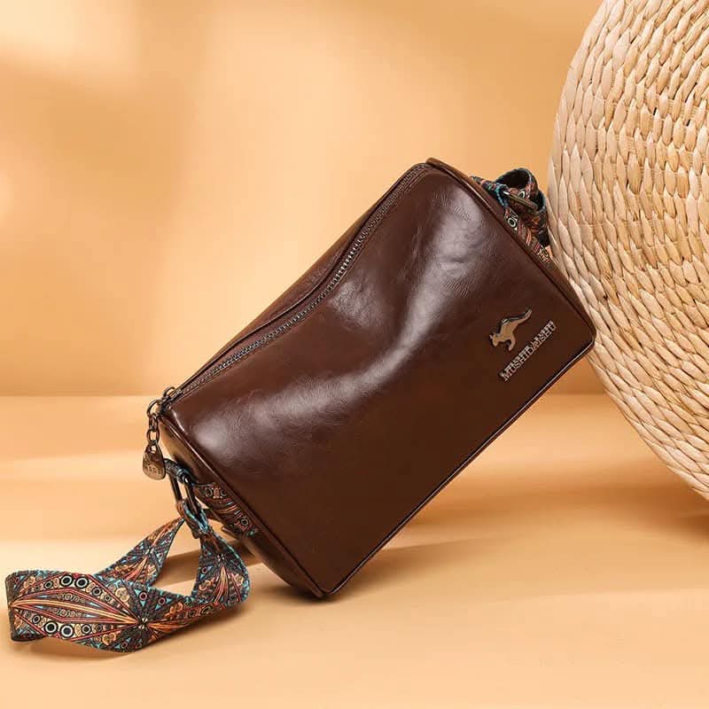 PU Leather Crossbody Bag with Tribal Strap