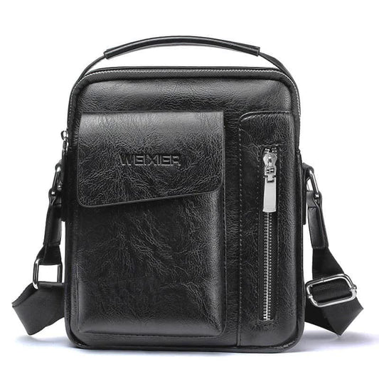 Men's PU Leather Crossbody Messenger Bag Travel Sling and Zipper Pockets
