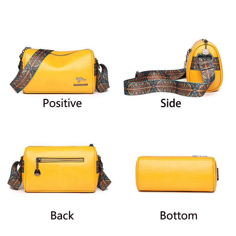 PU Leather Crossbody Bag with Tribal Strap