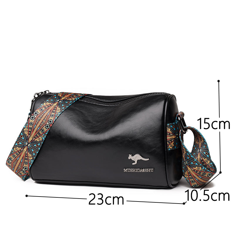 PU Leather Crossbody Bag with Tribal Strap