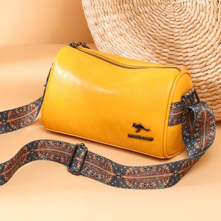 PU Leather Crossbody Bag with Tribal Strap