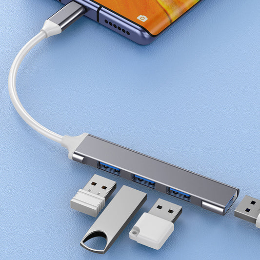 4-Port USB Hub with Type-C & USB 3.0 Adapter – High-Speed Splitter