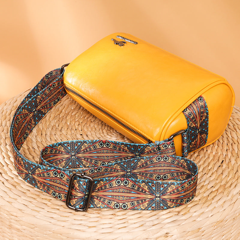 PU Leather Crossbody Bag with Tribal Strap