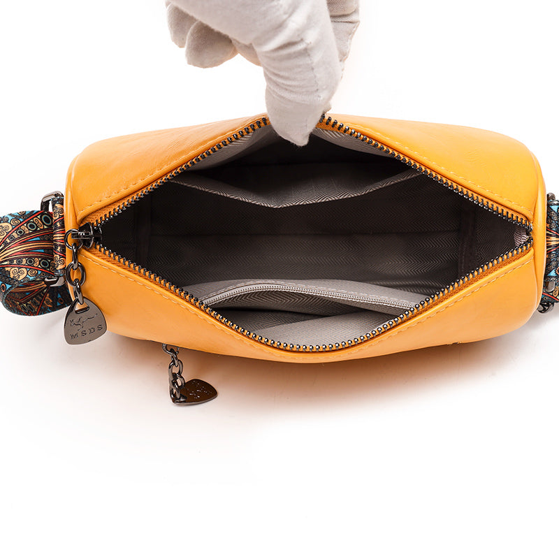 PU Leather Crossbody Bag with Tribal Strap
