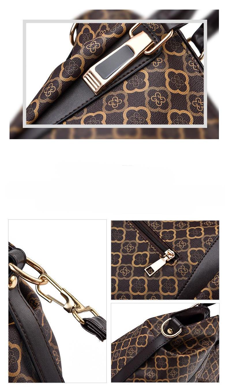 Elegant Monogram Print Tote Bag – Brown with Black
