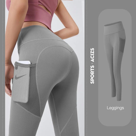 High Waist Stretchy Leggings With Hip Lift And Side Pocket Design