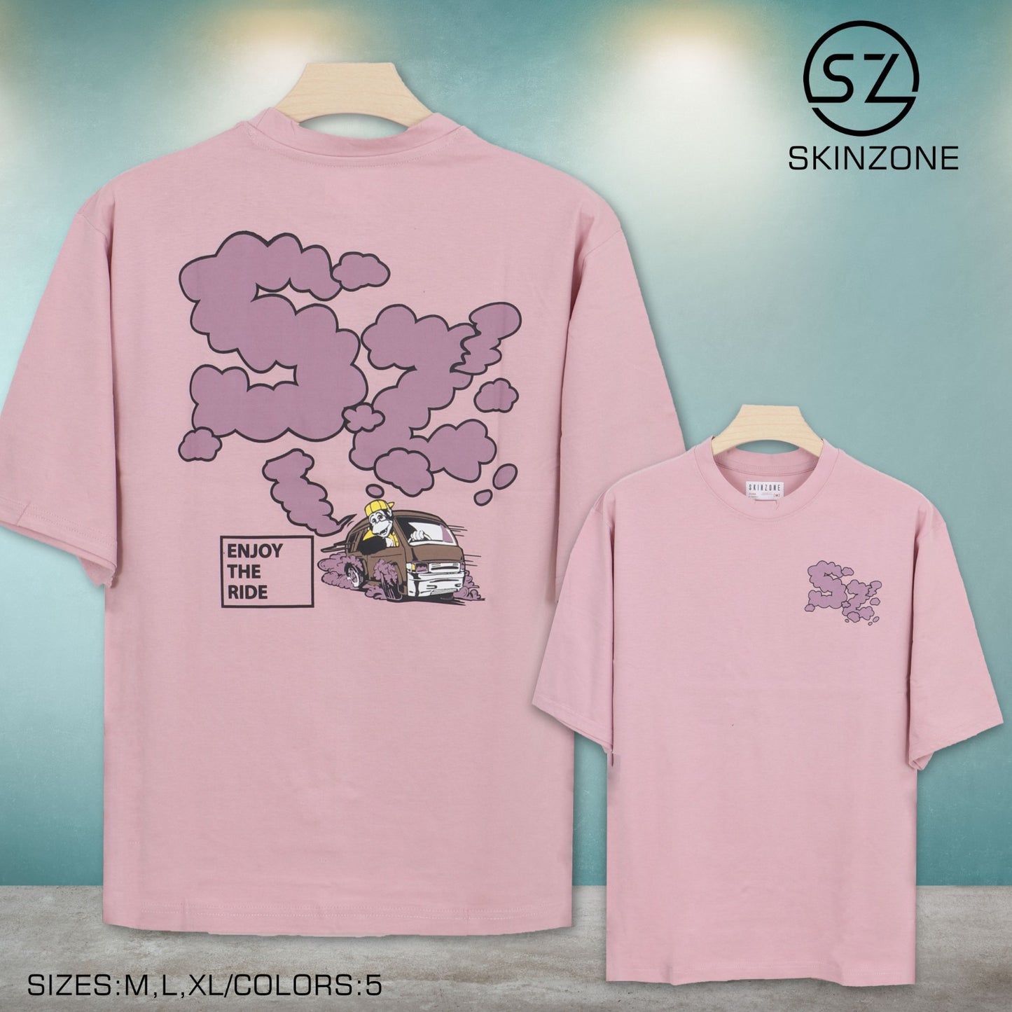 Five sleeve Cartoon Graphic T-Shirt With Fun Car Print For Urban Street Style