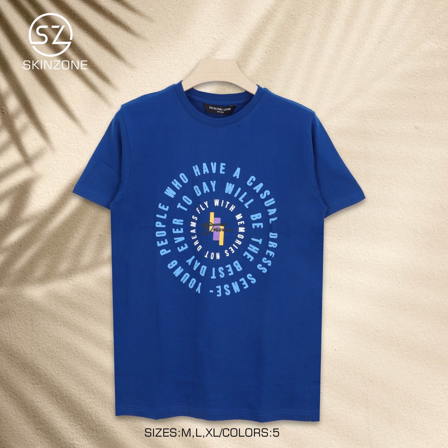 Casual Tee With Circular Motivational Print And Youthful Street Style