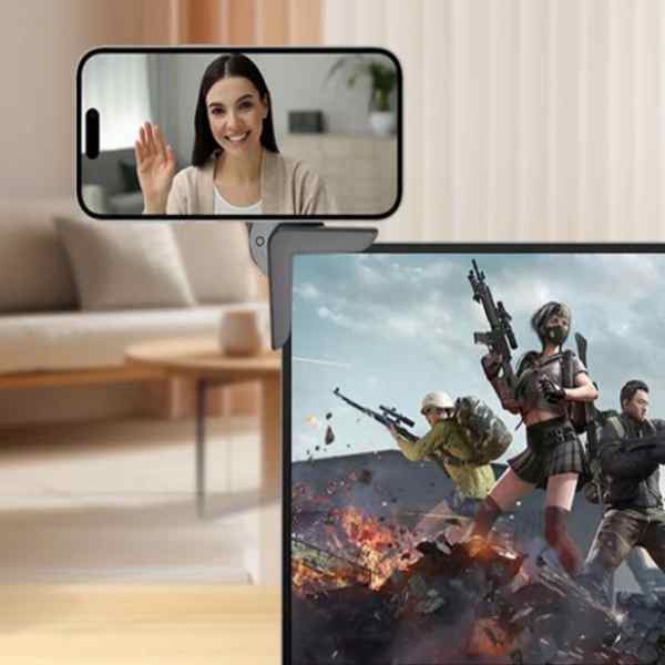 Rotating Steering Wheel Phone Holder - Clip-On Mount for Laptop or Monitor Edge