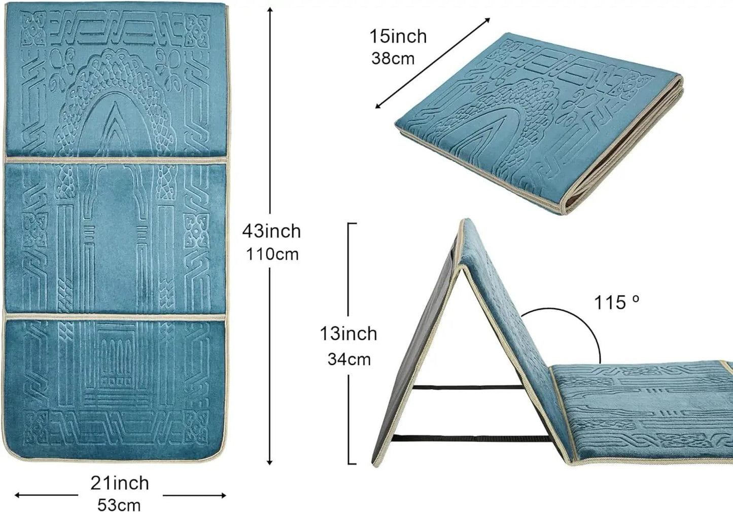 Foldable Velvet Prayer Mat with Back Support