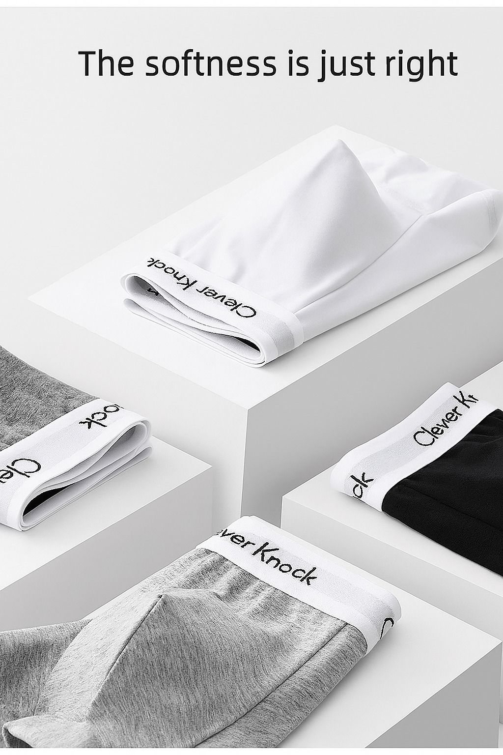 Clever Knock 100% Premium Cotton Boxer Briefs for Men – 6 Color Options