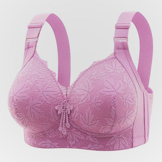 Full-Coverage Lace Bra – Wireless Lift with Wide Strap Support