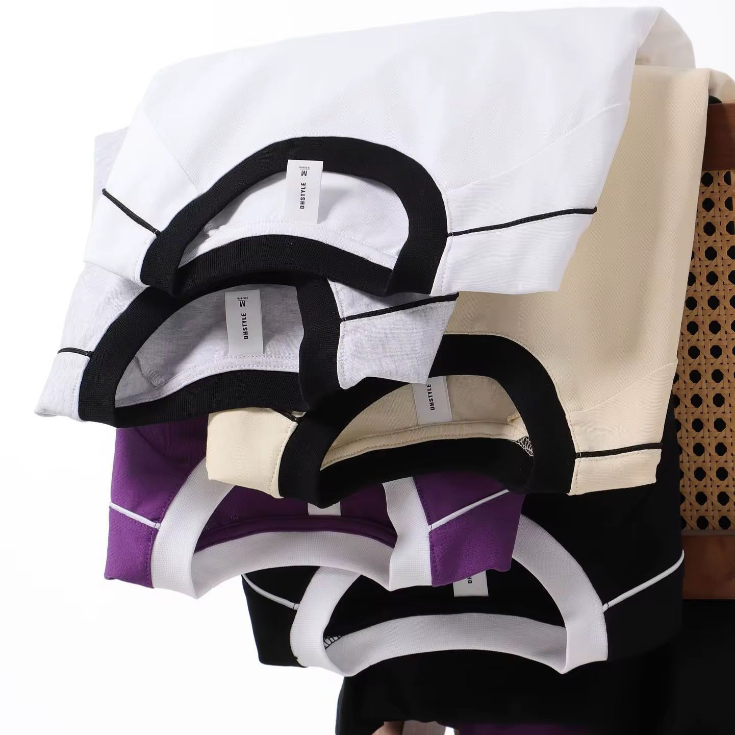 Cotton Athletic Tee With Stripe Detail On Sleeves 260GSM