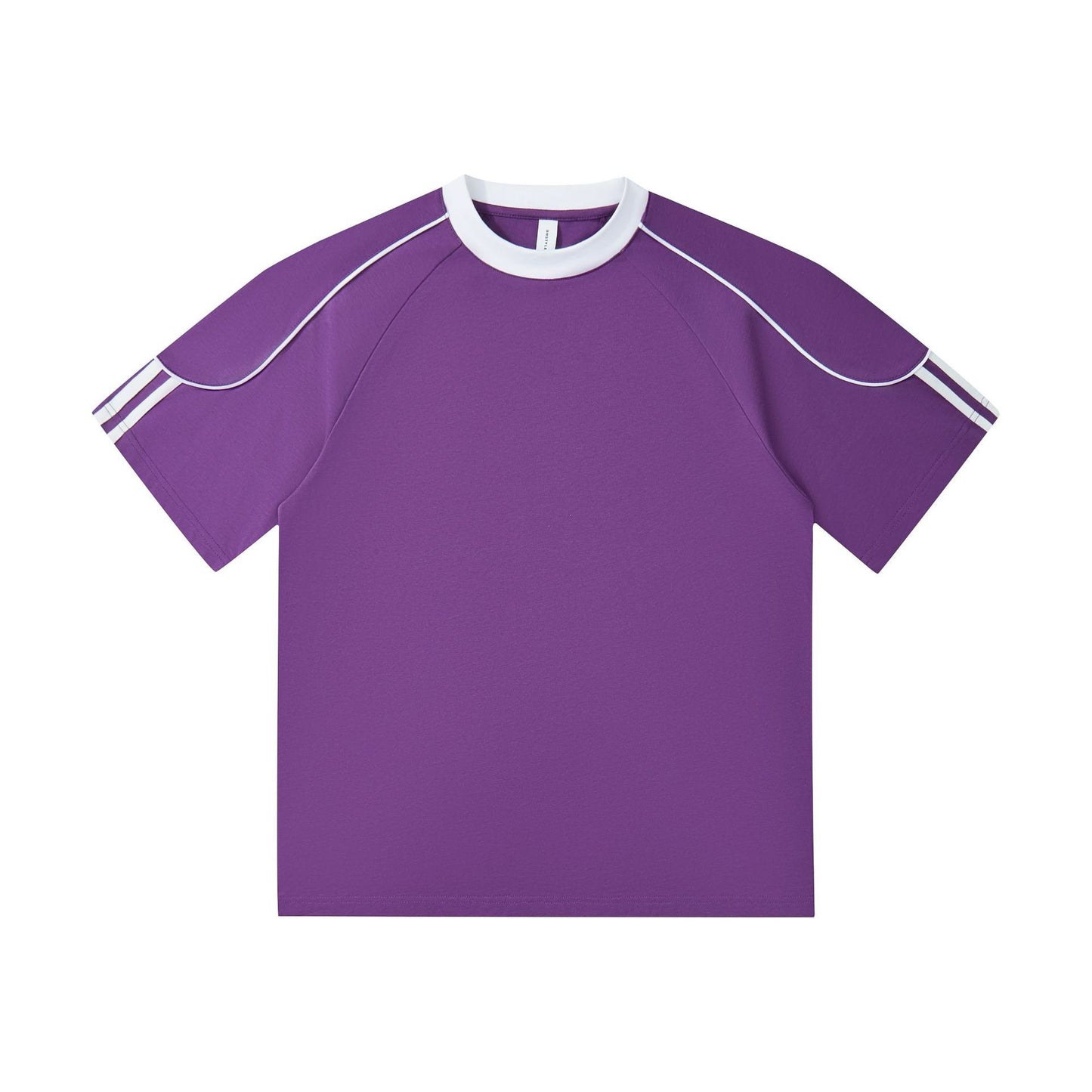Cotton Athletic Tee With Stripe Detail On Sleeves 260GSM