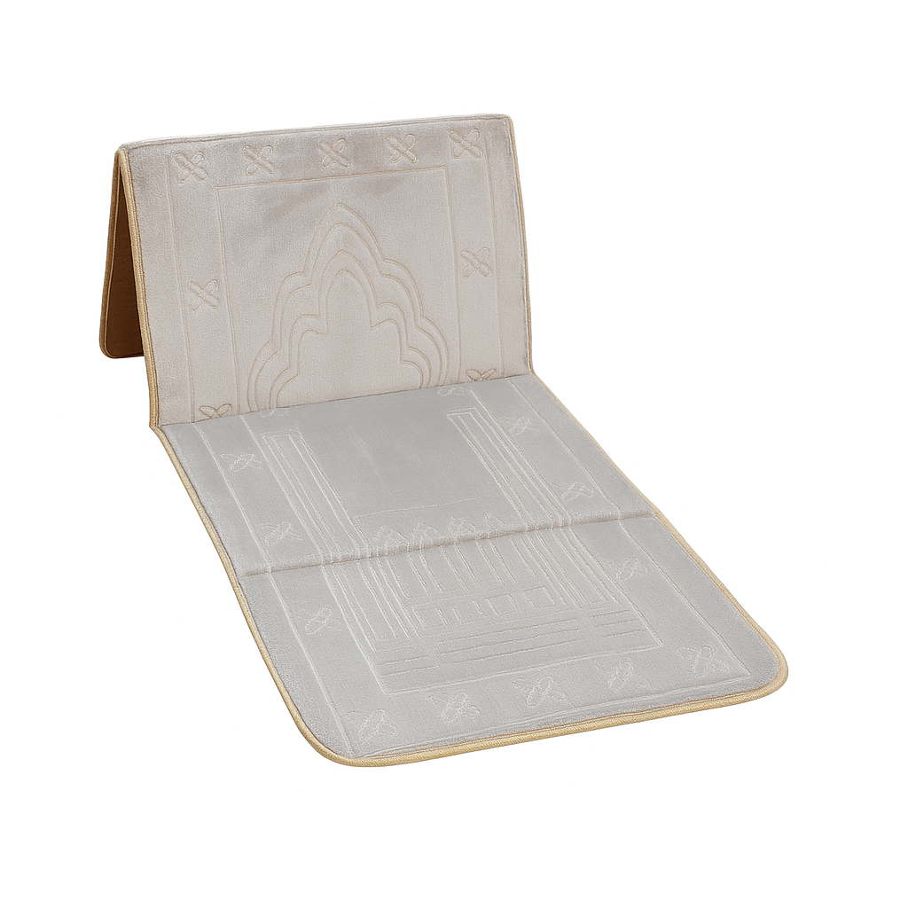 Foldable Velvet Prayer Mat with Back Support