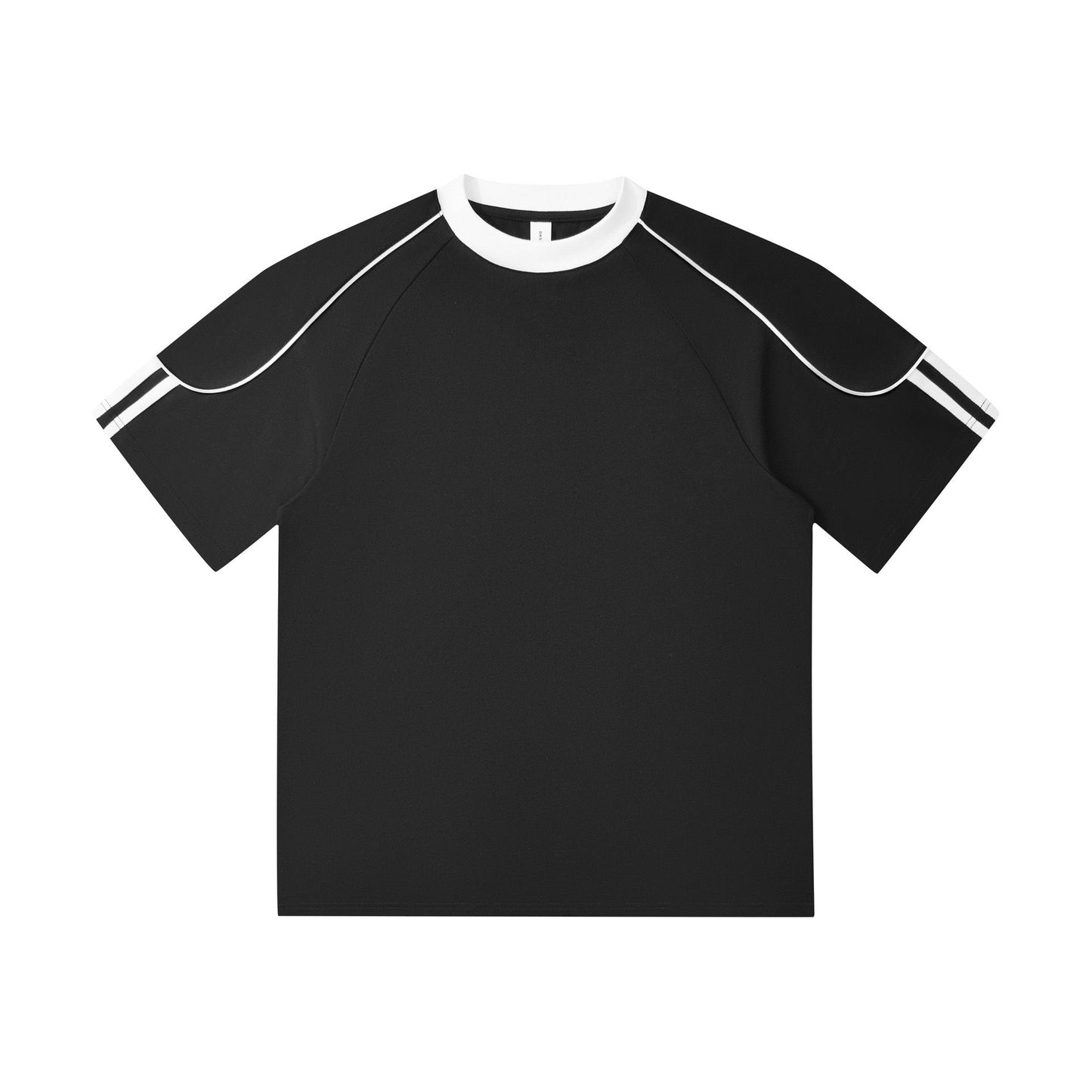 Cotton Athletic Tee With Stripe Detail On Sleeves 260GSM