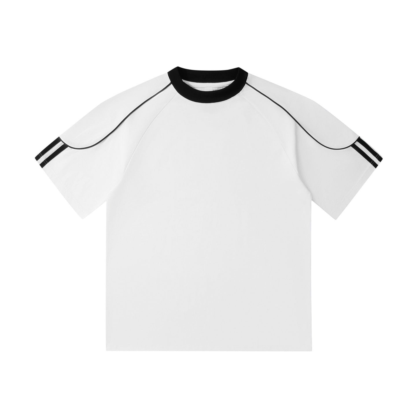 Cotton Athletic Tee With Stripe Detail On Sleeves 260GSM